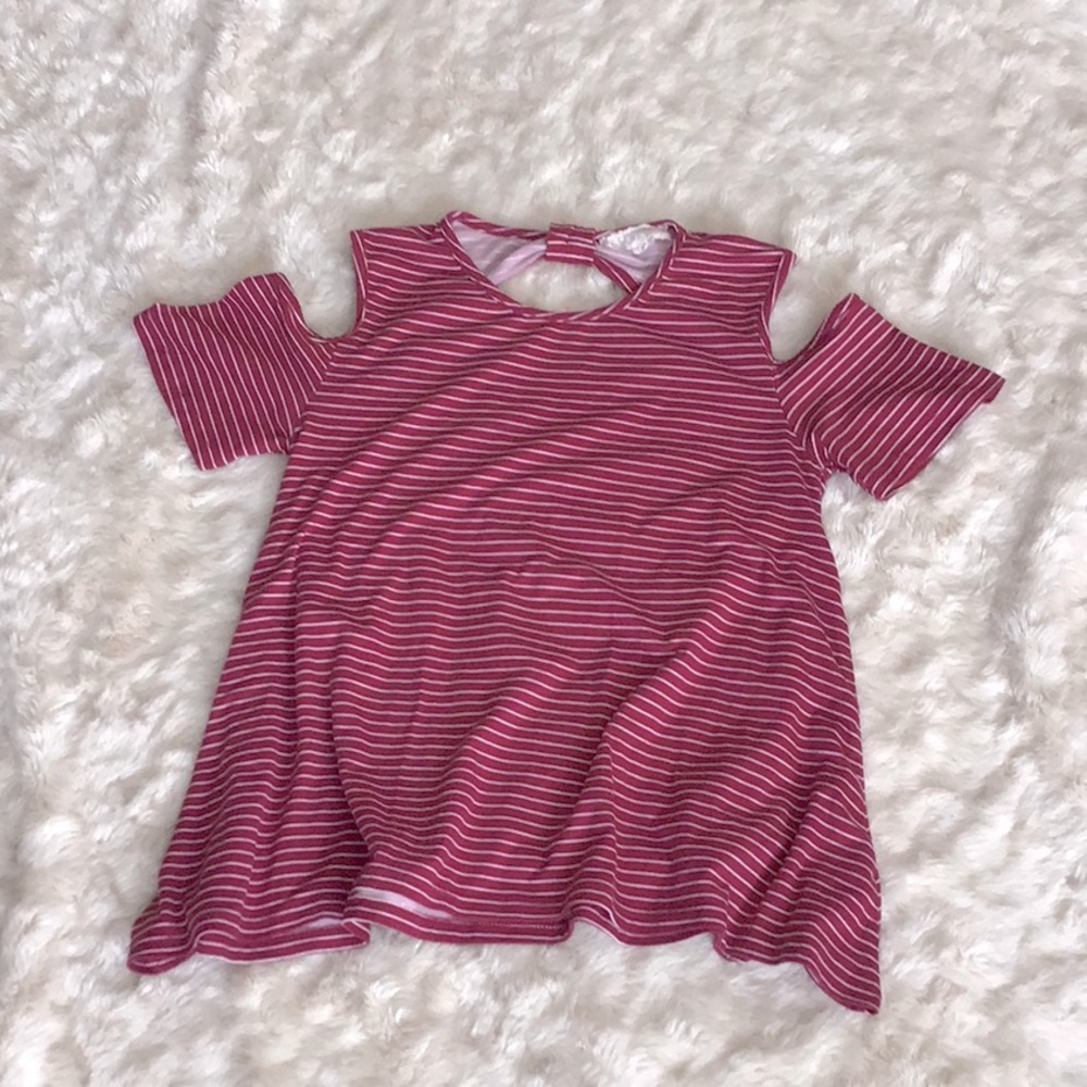 pink off the shoulder shirt